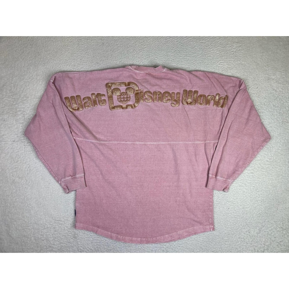 Disney Spirit Jersey Shirt Womens XS Pink Walt Disney World Glitter Long Sleeve